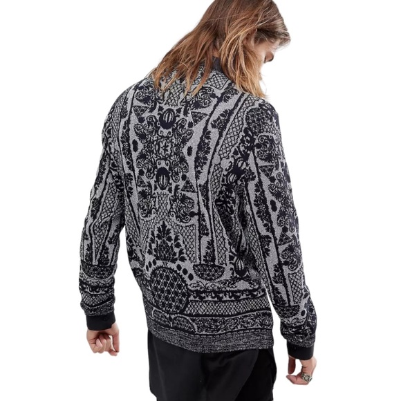 ASOS knitted Metallic yarn Sweater in Navy and Silver metallic sz Xs Mens - Picture 3 of 10